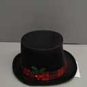Nicky Bigs Novelties Black Christmas Top Hat, Snowman Hat for Men With Plaid Band & Berries, Pilgrim Hats, Victorian TopHat For Adults, Ugly Christmas Sweater Costume Black TopHat, One Size Fits All