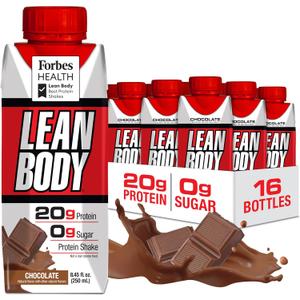 LABRADA NUTRITION - Lean Body RTD Whey Protein Shake, Convenient On-The-Go Meal Replacement Shake for Men & Women, 20 grams of Protein  Zero Sugar, Lactose & Gluten Free, Chocolate (Pack of 16) (8.45 Fl Oz (Pack of 16))