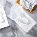 Tenare 24 Pcs Small Gift Bags Mini Metallic Paper Bags Bulk Tiny with Handles Tissue Paper for Jewelry Gift Wrap Mother's Father's Day Graduation Party Supply(4×2.75×4.5 Inch,White Silver)
