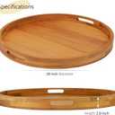 20 Inches Extra Large Round Teak Wood Ottoman Tray with Handles, Serve Tea, Coffee Classic Wooden Decorative Serving Tray