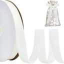 White Velvet Ribbon 1 Inch x 25yds, Vintage Velvet Ribbons, for Christmas Wreath Decoration Handmade Craft Ornaments Gift Wrapping & Bow Making, Valentine's Day Wedding Bouquet Packaging