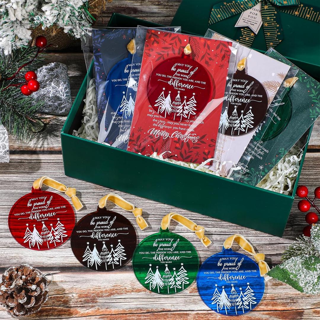 Suzile 16 Set Christmas Appreciation Gift for Coworkers Acrylic Christmas Tree Ornament May You Be Proud Round Pendant Hanging Decor Thank You Gift Bulk for Employee Teacher Nurse Student (Multicolor)