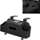 Car Organizer, Car Back Seat Organizer with 2 Drink Cup Holder, Leather Car Storage Box with Tissue Pouch, Multi-functional Behind Seat Storage Case, Universal for Most Vehicles (Black) (1 PC)