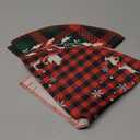 2-Piece Mini Christmas Tree Skirt - 15 Inch Buffalo Check Plaid Tree Skirt - Red & Black Plaid - Snowflake, Reindeer & Santa Designs