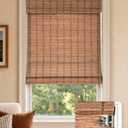 LazBlinds No Drill Cordless Roman Shades for Windows, 36" W x 48"H, Natural | Light Filtering Privacy Protection Thermal Insulation UV Blocking Natural Panama Weave Fabric Blinds for Windows