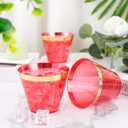 LUODA 150 PCS Red Plastic Cups, 9oz Clear Red Disposable Cups with Gold Rim, Old Fashioned Tumblers Gold Rimmed Plastic Cups for Any Occasion: Parties&Birthday