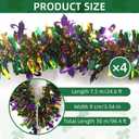 100 Feet Mardi Gras Tinsel Garland Gold Green Purple Garland Mardi Gras Christmas Tree Tinsel Metallic Twisted Hanging for Oktoberfest Birthday Party Decoration