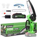 Saker Mini Chainsaw Cordless,6 Inch Chainsaw, Mini Electric Chainsaw Cordless Battery Powered,One-Hand Portable Chain Saw for Tree Trimming, Pruning&Wood Cutting,Gifts for Men Husband