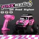 10Leccion Remote Control Car for Girls, Pink RC Truck with Two Rechargeable Batteries, Toys for 3,4,5,6,7,8 Year Old Girls, Ideal Birthday Ideas for Little Girl