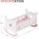 ROBUD Wooden Baby Doll Crib, Baby Doll Bed Toys, Fits Up to 18 Inch Doll Accessories