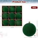 Briful 4" Velvet Christmas Ball Ornaments, 9PCS Matte Green Baubles, Shatterproof Christmas Tree Decorations, Velvet Ornaments for Xmas Tree, Holiday Decor, Christmas Balls Decorations for Trees (100mm 3.94inch)
