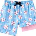 Lovekider 5-16 Years Boys Swim Trunks with Compression Liner Waterproof Quick Dry Swimwear Bathing Suits
