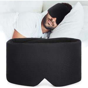 FRESHME Sleep Mask Blackout - Handmade Cotton Sleep Mask for Women Men Eye Mask for Sleeping Black Soft Eye Cover for Sleeping with Adjustable Veclro Breathable Eye Blindfold for Night Nap Travel