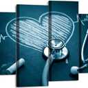 stethoscope with a heart Canvas Wall Art Hanging Paintings Modern Artwork Abstract Picture Prints Home Decoration Gift Unique Designed Framed 4 panel
