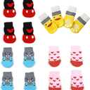 16 Pieces Dog Anti Slip Socks for Small Dogs, 4 Styles Non Skid Doggie Socks with Grips, Anti-Slip Indoor Puppy Cat Pet Paw Protection for Hardwood Floor Wear, Prevent Licking (M)