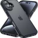 for iPhone 16 Plus Phone Case, Shockproof for iPhone 16 Plus Case, Military Grade Drop Protection, Protective Hard Back Slim Translucent Case,Black Bumper