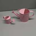 Small Metal Watering Can Set, Pink, 1.2L and 0.23L Garden Cans with Long Spout, Indoor Outdoor Plant Care (Pink)