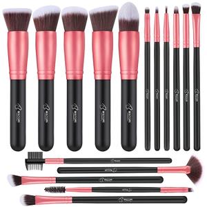 BESTOPE PRO Makeup Brushes 16 Pcs Makeup Brush Set, Blending Brush for Foundation, Premium Synthetic Powder Concealers Makeup Brushes for Eyes and Face, Eye Shadows Brushes, Eyeliner Make Up Brushes (16 Piece Set, Black)