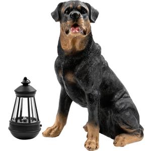 Notakia Resin Dog Rottweiler Statues and Sculptures with Solar Led Home Garden Decoration Windproof Lamp Outdoor Lighting Decor (Rottweiler &LED)