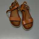 DREAM PAIRS Women’s Open Toe Ankle Strap Espadrille Casual Flatform Platform Wedge Sandals,Size 7.5,Tan/Pu,SUNNA