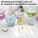 Baptism Invitations Cards With Envelopes, Greenery Floral First Holy Communion Decorations Supplies For Girl, Baptism Christening Cards, Religious Celebration Ceremony Invites, A Set Of 25 -04