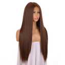 FUHSI 136 Dark Reddish Brown Wigs Synthetic Hair Real Natural Wig For Women  Soft & Smooth, Tangle-Free Straight Lace Front Wig,Elastic Straps, For Perfect Fit 250D 26"
