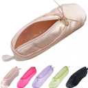 Ballet Dance Shoe Makeup Bag For Little Girls, Ballerina Slipper Makeup Pouch Bag, Ballet Pointe Shoes Gifts (Pink)