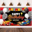 Car Racing Happy Birthday Backdrop Car Themed Birthday Party Decorations Racing Party Photo Background Theme Party Supplies for Birthday Party Photography Decor, 72.8 x 43.3 Inches