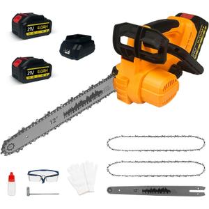 Electric Chainsaw Cordless, 12 Inch Chainsaw for Makita 18V Battery - Included 2X 4000mAh Battery and Charger, Power Chain Saw Cordless with Brushless Motor, Auto Oiler, 2 Spare Chains