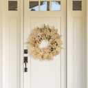 Artificial DIY Fall Wreath for Front Door - 18" Maple Leaf Autumn Wreath, Thanksgiving Decor for Indoor Outdoor Window Wall Door (Yellow)