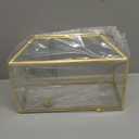 12.6" x 6" x 9" Wedding Card Box with Slot and Lock, Glass Card Holder for Party Reception, Centerpiece, Home Decorative, Gold (Glass Box Only) Slot Length 7.3 Inche