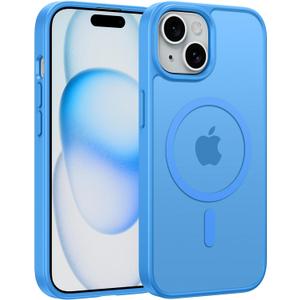 FNTCASE for iPhone 15 Case: for iPhone 14 & iPhone 13 Case | Magnetic Frosted Translucent Slim Shockproof Cell Phone Cover | Military Grade Protection Drop Proof Tough Protective Cases - Iceblue FNTCASE for iPhone 15 Case: for iPhone 14 & iPhone 13 Case | Magnetic Frosted Translucent Slim Shockproof Cell Phone Cover | Military Grade Protection Drop Proof Tough Protective Cases - Iceblue