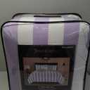 Juicy Couture Cabana Stripe Reversible Bedding Set - Queen/Full Size - Lavender/White Stripe Print  6 Piece Set  Includes 1 90" x 90" Comforter, 3 Decorative Pillows, 2 Shams