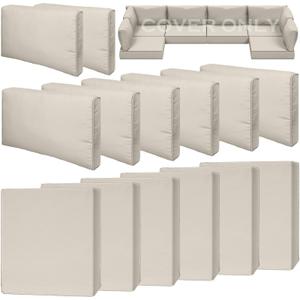 Cethytirko 14 Piece Outdoor Patio Waterproof Cushion Covers, Fits 6-Seat Wicker Rattan Sectional Couch Chair Furniture Cover Replacement Set - Fade-Resistant Patio Cushion Covers with Zipper