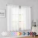 Simplebrand Rod Pocket Top Solid Voile Sheer Curtains for Bedroom, 54 Inch Length Drapes Set of 2, Lightweight and Light Filtering Elegant White Curtains Panels Window Treatment, 42W54L, White