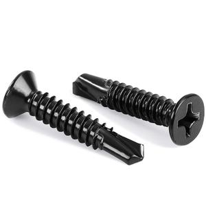 MewuDecor #12 x 1 Flat Head Self Tapping Screws Sheet Metal Screws, Stainless Steel 410, Black Finish, 100 PCS
