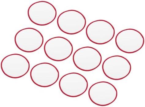 MECCANIXITY 15pcs Sublimation Patch Blank, 7.5cm/2.95 Inch Round Fabric Iron-on Blank Heat Transfer Repair Patch for DIY Crafts Caps Clothes, White with Red Border