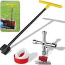 FANOVO 17 Inch Water Meter Key Shut Off Tool with 4-way Multi-Functional Utilities Key, Steel T-Handle Water Meter Wrench for Curb Main and Water Meters, Underground Stop or Waste Valves