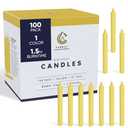 Candle Charisma 100 Yellow Spell Candles - 4" Unscented Paraffin Chime Candles, Smokeless & Dripless, Colared Candles, 1.5 Hours Burn Time 0.4" Thick Taper Candles for Rituals, Witchcraft & Parties