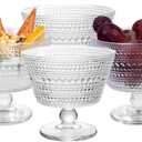 Glass Dessert Bowls Breakfast Cups,Dessert cups Set of 4, 9oz Glass Ice Cream Sundae CupsGlass Dessert Bowls, For oatsIce Cream, Milk, Sorbet, Yogurt (4PCS), Transparent, D-1059