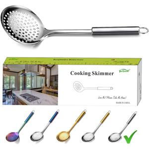 Berglander Stainless Steel Cooking Skimmer - Slotted Spoon for Straining, Ideal for Kitchen Use