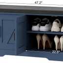 HOMSHO Farmhouse Shoe Storage Bench with 4 Barn Doors & Padded Seat Cushion, 47.2" Wide