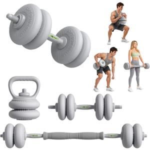 RYGEO Adjustable Dumbbell Set 22lb/44lb/66lb/80lbs Free Weights and Connector, Convert to Barbell, Kettlebells, All Floor Friendly Soft-shell Dumbbells, Home Gym Fitness for Men Women