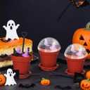 Maxdot 24 Pack Halloween Flowerpot Dessert Cup with Lids and Shovel Spoon Bottom Tray Halloween Cake Decoration Mold Small Flowerpot Cups Dessert Ice Cream Holder for Party DIY Supplies(Witch Hat)