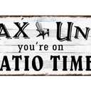 Mukuko Patio Wall Decor Backyard Patio Signs and Decor Outdoor 6" x 18" Arrow Tin Metal Sign for Home, Bar, Porch (Relax Unwind You're on Patio Time)