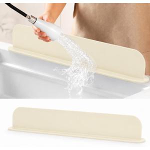 Silicone Sink Splash Guard, 19 Inch Faucet Baffle with Suction Cups, Ivory, for Kitchen Countertop and Bathroom Backsplash