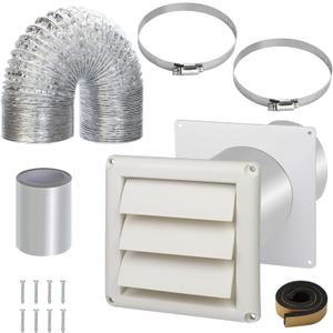 Dryer Vent Kit with Hose/Duct Connector/Wall Plate,4 Inch Dryer Vent Hose Connector Wall Ducting Kit for Bathroom Ventilation Fans Exhaust,Ceiling Washer Air Circulation