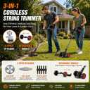 21V Cordless Weed Wacker, 2×4.0Ah Battery Powered Weed Trimmer, Electric Weed Eater with 3 Types Blades, Adjustable Cutting Height & Angle, Brush Cutter & Edger Lawn Tool for Garden Yard Care