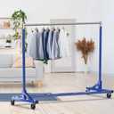 Simple Houseware Industrial Grade Z-Base Garment Rack, 500lb Load with 63 Inches Extra Long Bar, Blue