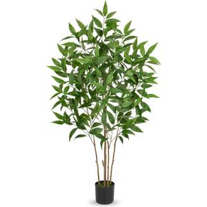 Artificial Eucalyptus Tree Plant in Black Pot – 5FT Tall Faux Indoor Plant for Home Décor, Modern Greenery for Living Room, Bedroom, Office
